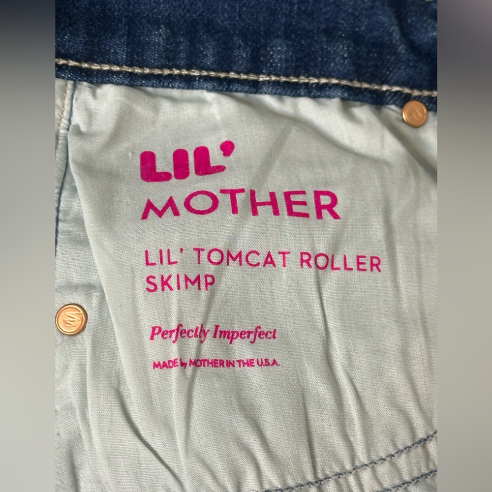 NWT Sz 28 Mother Lil The Tomcat Roller Skimp in Perfectly Imperfect wide leg - Picture 12 of 15